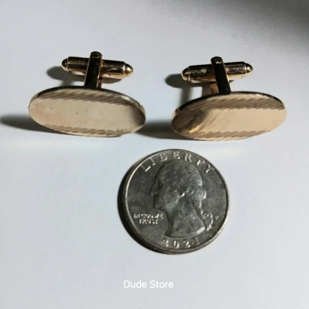 Vintage Dante Diamond Cut Oval Gold Tone 1-Inch Cuff Links *With Original Box*